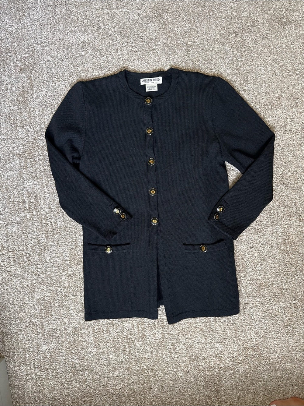Austin Reed Navy Button-Front Longline Cardigan